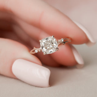 2.0 CT Cushion Twig Style Moissanite Engagement Ring - violetjewels