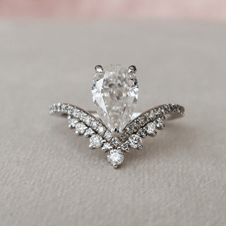 1.5 CT Pear Art Deco Moissanite Engagement Ring - violetjewels