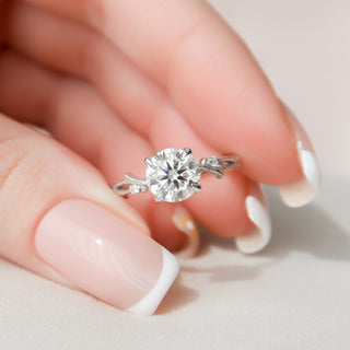 1.50 CT Round Twig Style Moissanite Engagement Ring - violetjewels