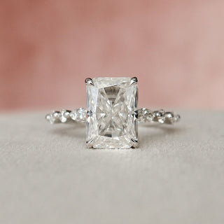 3.50 CT Radiant Pave Setting Moissanite Engagement Ring - violetjewels