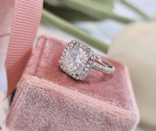 3.0 CT Cushion Double Halo G/VS1 Lab Grown Diamond Engagement Ring - violetjewels