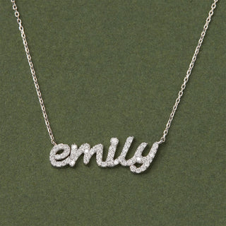 Customized Nameplate Moissanite Diamond Necklace for Women - violetjewels