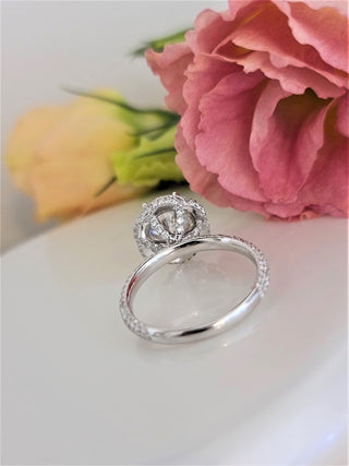 3.0 CT Round Cut Hidden Halo Style F/VS1 Lab Grown Diamond Engagement Ring - violetjewels