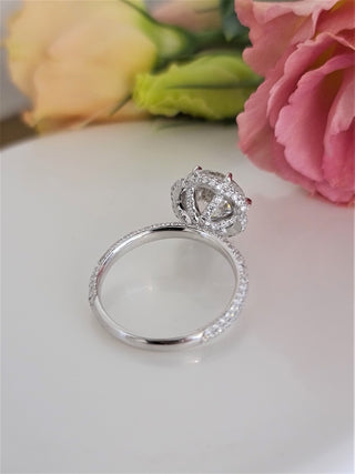 3.0 CT Round Cut Hidden Halo Style F/VS1 Lab Grown Diamond Engagement Ring - violetjewels
