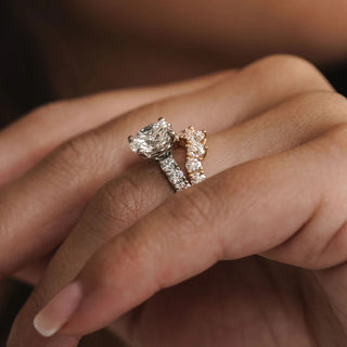 1.0-3.0 CT Round Lab Grown Diamond Pave Engagement Ring