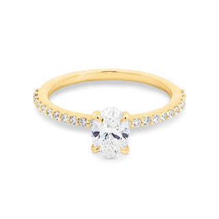 0.94-3.0 CT Oval Lab Grown Diamond Pave Engagement Ring