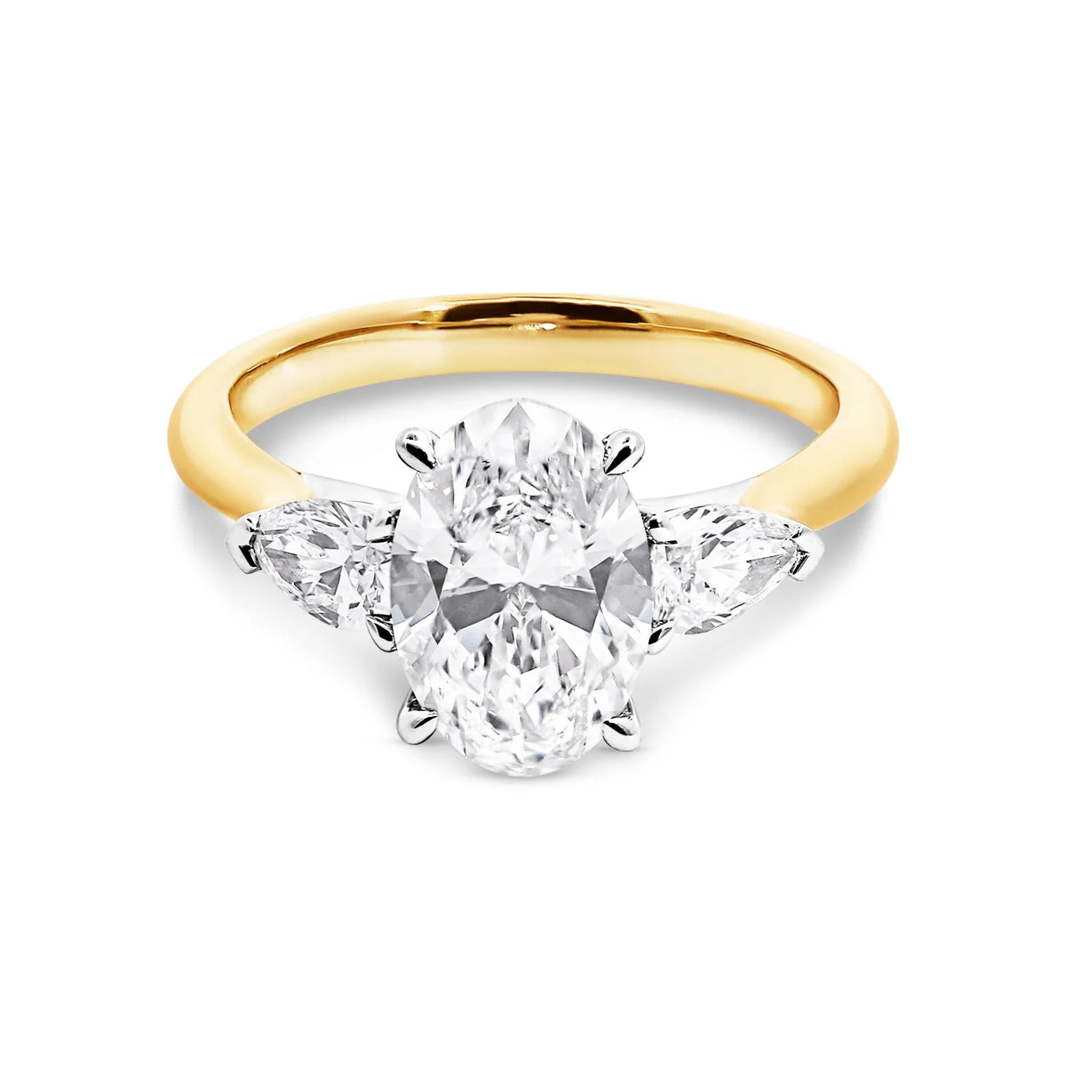 1.0-3.0 CT Oval Lab Grown  Diamond Three Stone Engagement Ring