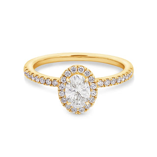 0.84-3.0 CT Oval Lab Grown Diamond Halo & Pave Engagement Ring