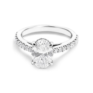 1.50-3.50 T Oval Lab Grown  Diamond Pave Engagement Ring