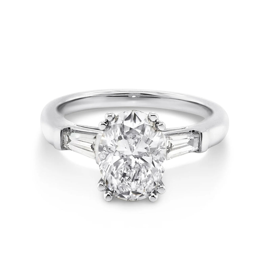 1.0 -3.0 CT Oval Lab Grown Diamond Three Stone Engagement Ring