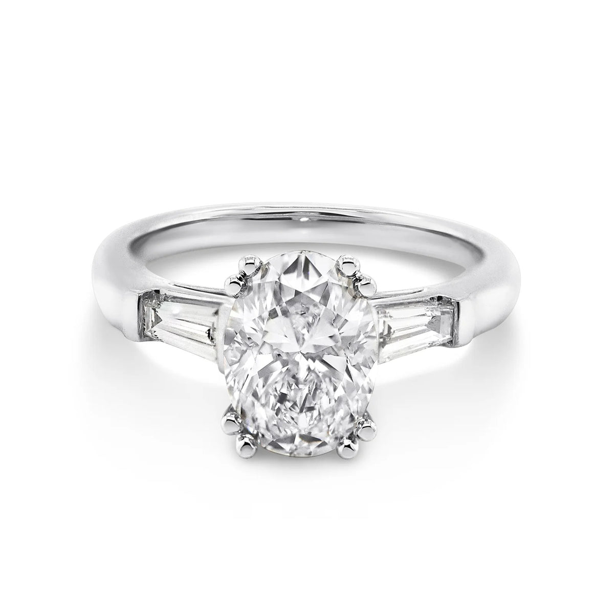 1.0 -3.0 CT Oval Lab Grown Diamond Three Stone Engagement Ring