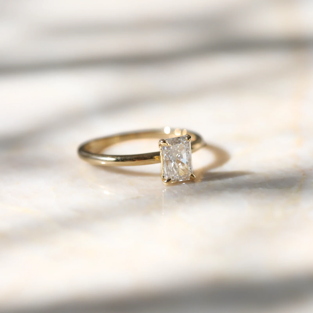 1.0 -3.0 CT Radiant Lab Grown Diamond Solitaire Engagement Ring