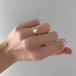 0.94-3.0 CT Oval Lab Grown Diamond Pave Engagement Ring