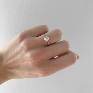 0.94-3.0 CT Round Lab Grown Diamond Pave Engagement Ring