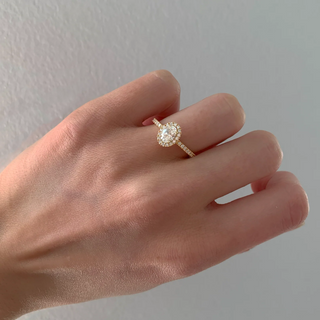 0.84-3.0 CT Oval Lab Grown Diamond Halo & Pave Engagement Ring