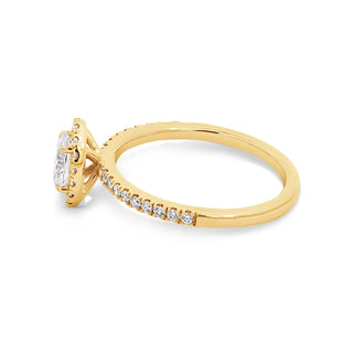 0.84-3.0 CT Oval Lab Grown Diamond Halo & Pave Engagement Ring