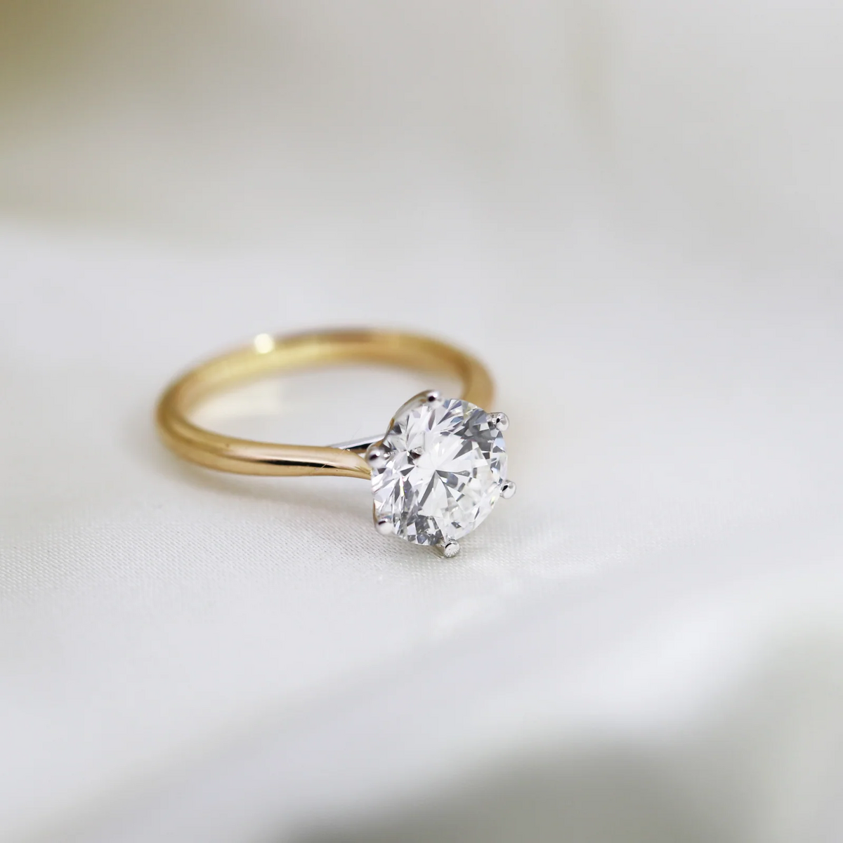 1.0 -2.55 CT Round Lab Grown  Diamond Solitaire Engagement Ring