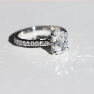 1.50-3.50 T Oval Lab Grown  Diamond Pave Engagement Ring
