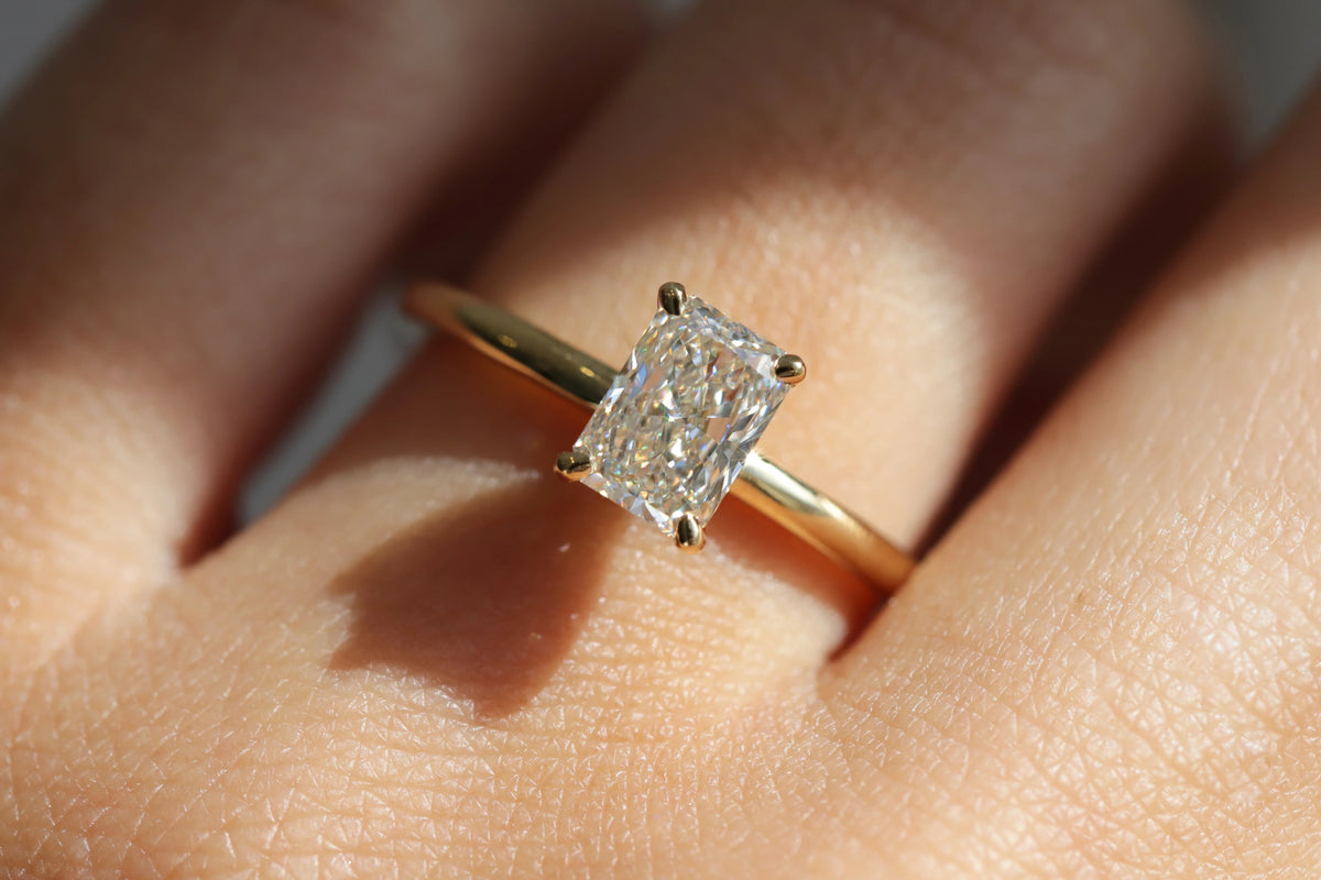 1.0 -3.0 CT Radiant Lab Grown Diamond Solitaire Engagement Ring