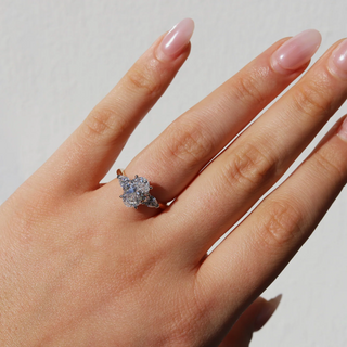 1.0-3.0 T Oval Lab Grown  Diamond Three Stone Engagement Ring