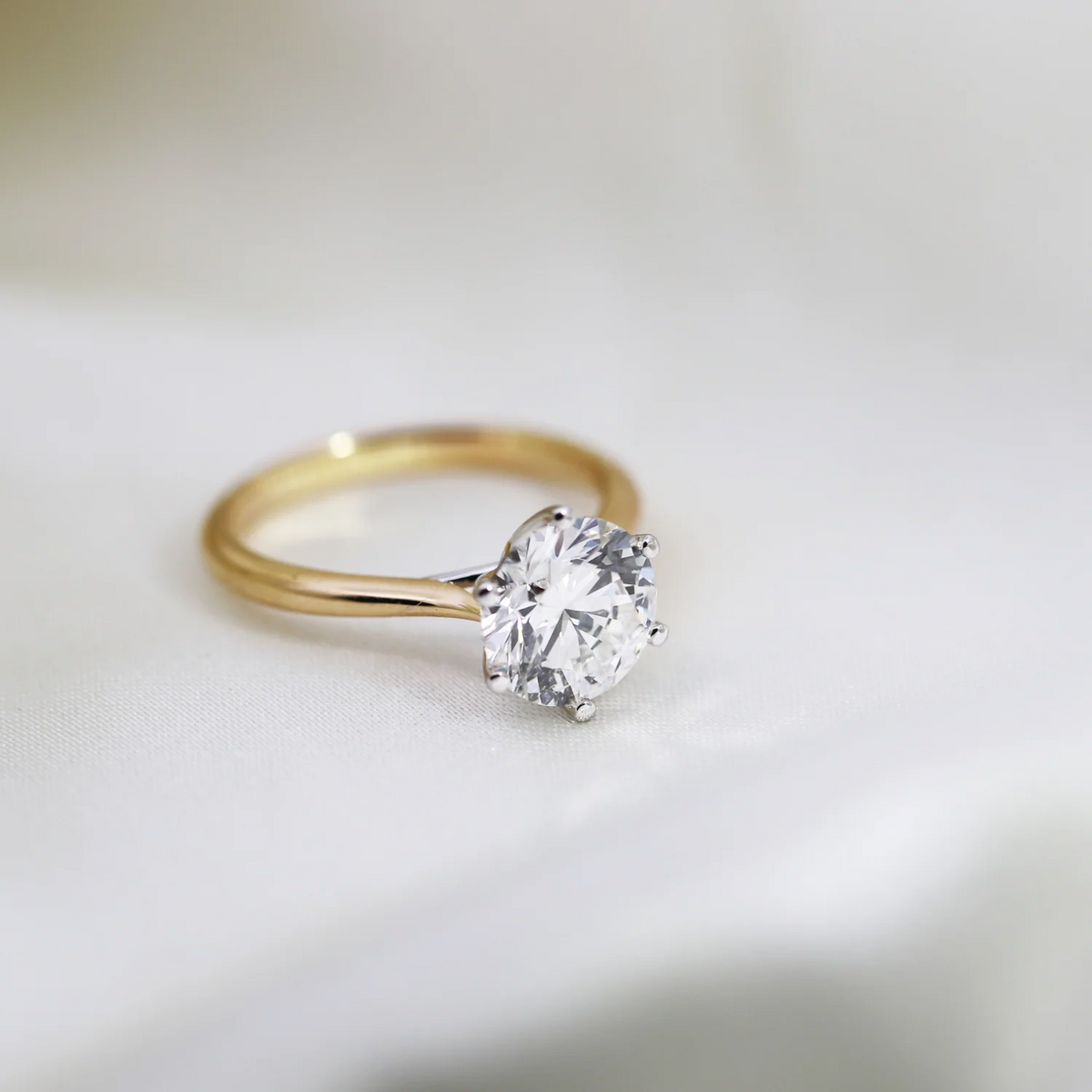 1.0 -2.55 CT Round Lab Grown  Diamond Solitaire Engagement Ring