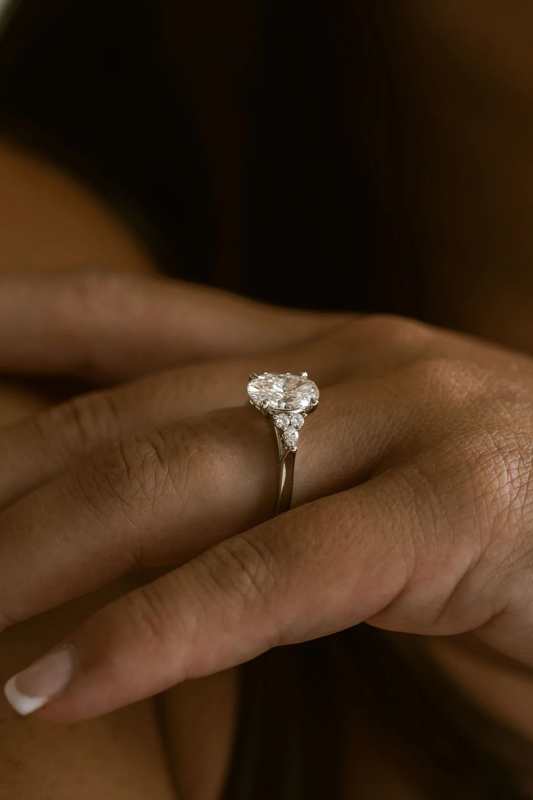 1.0 - 2.0 CT Oval Lab Grown Diamond Cluster Engagement Ring (Copy)