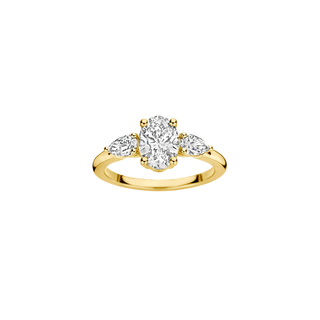 1.11-3.50  CT Oval Shaped Lab Grown Diamond Three Stone Engagement Ring