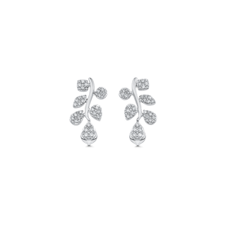 0.97 TCW Round Moissanite Diamond Cluster Drop Earrings - violetjewels