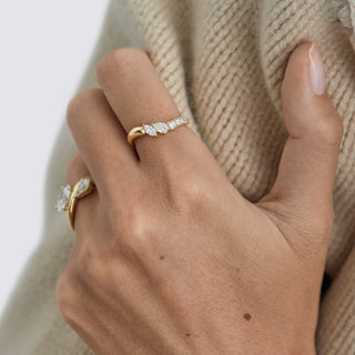 0.50 TCW Round & Marquise Lab Grown Diamond Unique Wedding Band