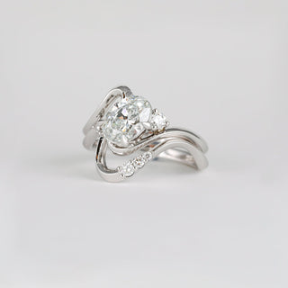 1.24-3.50 CT Oval CVD Diamond Unique Bridal Ring Set