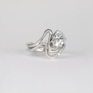 1.70- 3.50 CT Oval Lab Diamond Unique Bridal Ring Set