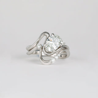 1.70- 3.50 CT Oval Lab Diamond Unique Bridal Ring Set