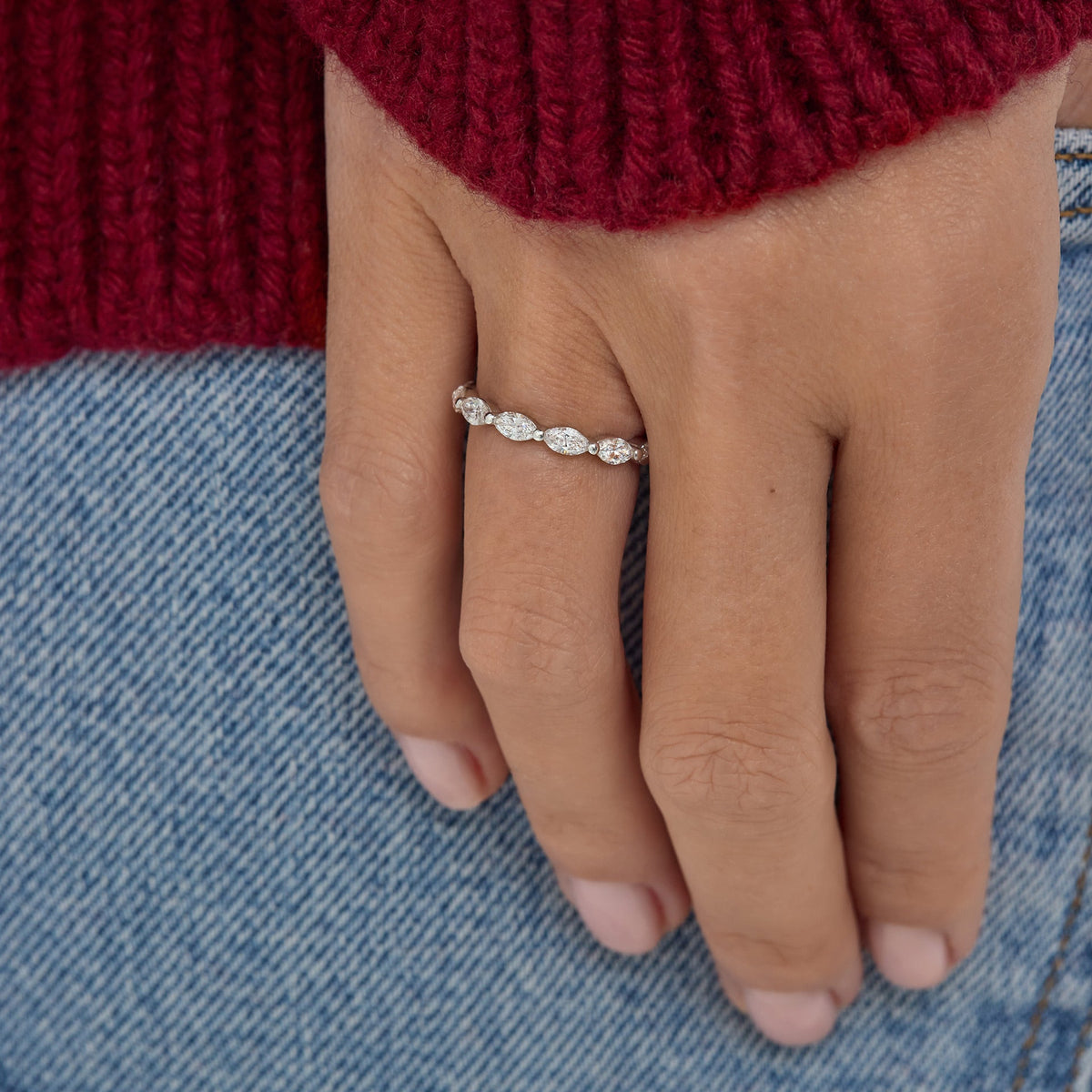 1.0 TCW Marquise Lab Grown Diamond Eternity Wedding Band