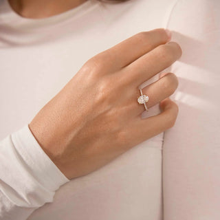 1.20 - 3.20 CT Oval Cut Lab Grown Diamond Pave Style Engagement Ring