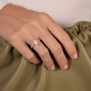 1.20 - 3.20 CT Oval Cut Lab Grown Diamond Pave Style Engagement Ring