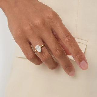 2.0-4.0 CT Pear Shaped Lab Grown Diamond Solitaire Engagement Ring