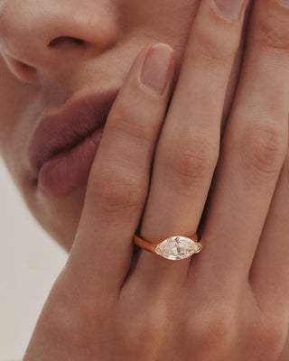 1.0 CT Marquise CVD Diamond Unique Style Engagement Ring