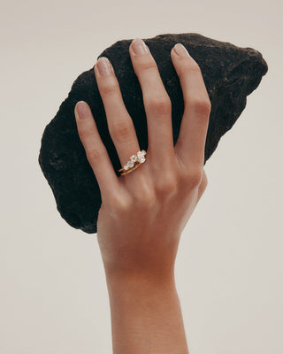 0.70 CT Round & Pear CVD Diamond Unique Style Engagement Ring