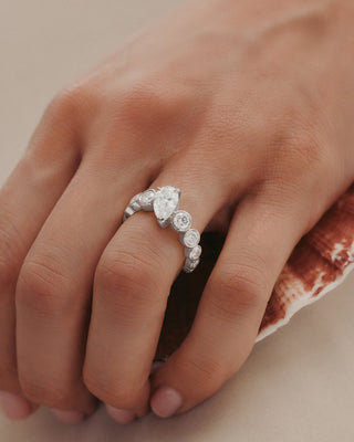 1.50 CT Pear CVD Diamond Unique Style Engagement Ring