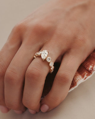 1.50 CT Pear CVD Diamond Unique Style Engagement Ring