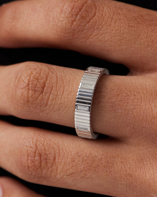0.80 CT Baguette Cut Wedding Band For Men