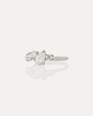 0.70 CT Round & Pear CVD Diamond Unique Style Engagement Ring
