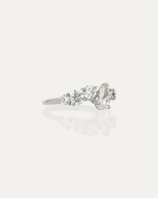 0.70 CT Round & Pear CVD Diamond Unique Style Engagement Ring