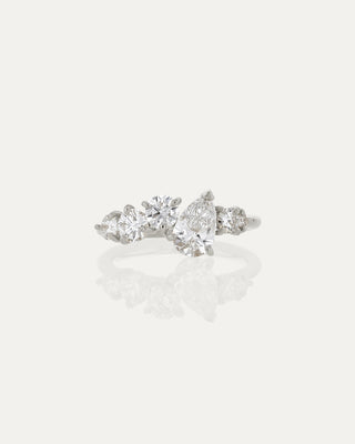 0.70 CT Round & Pear CVD Diamond Unique Style Engagement Ring