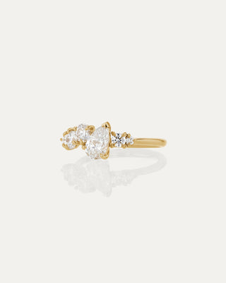0.70 CT Round & Pear CVD Diamond Unique Style Engagement Ring
