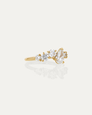 0.70 CT Round & Pear CVD Diamond Unique Style Engagement Ring