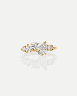 0.70 CT Round & Pear CVD Diamond Unique Style Engagement Ring
