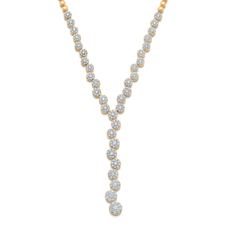 2.18 TCW Round Moissanite Diamond Cluster Drop Necklace - violetjewels