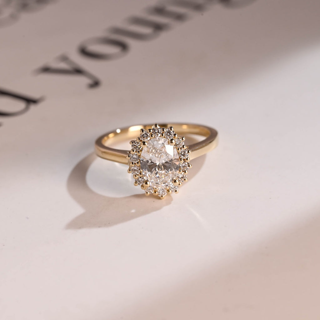 Oval Cut Diamond Radiance Halo Engagement Ring