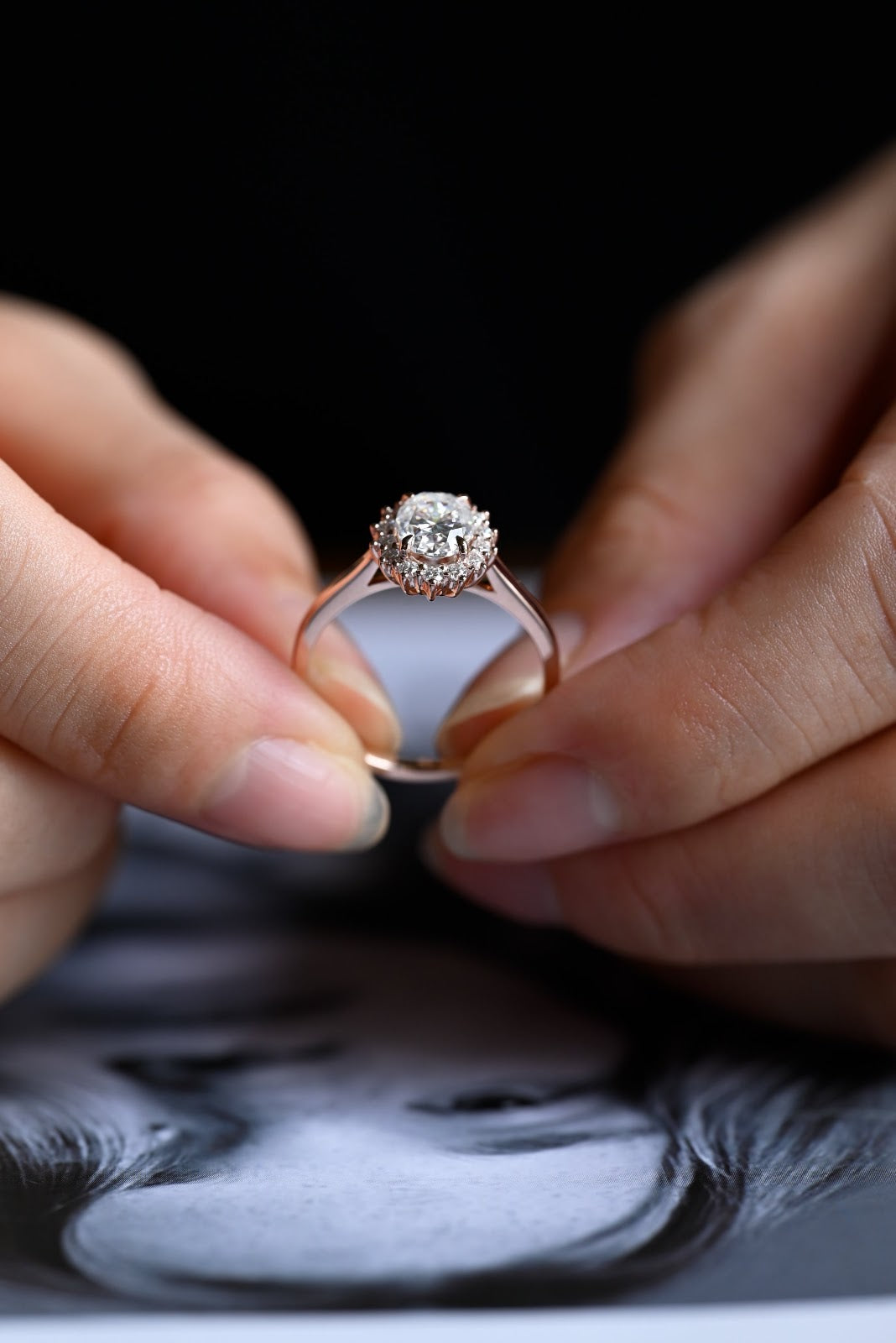 Oval Cut Diamond Radiance Halo Engagement Ring